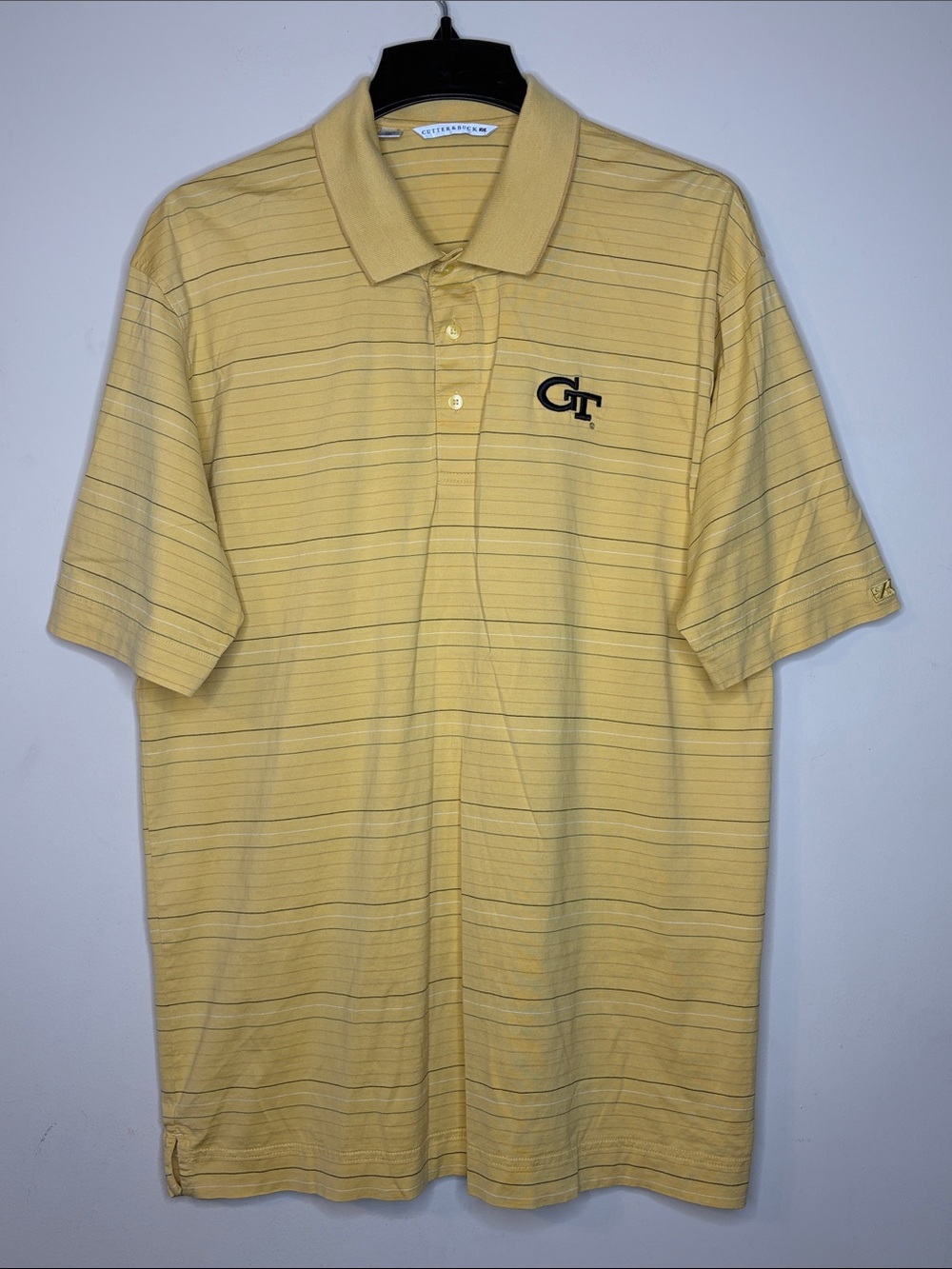 Cutter & Buck Yellow Striped Polo Shirt - Classic Short Sleeve Size XL